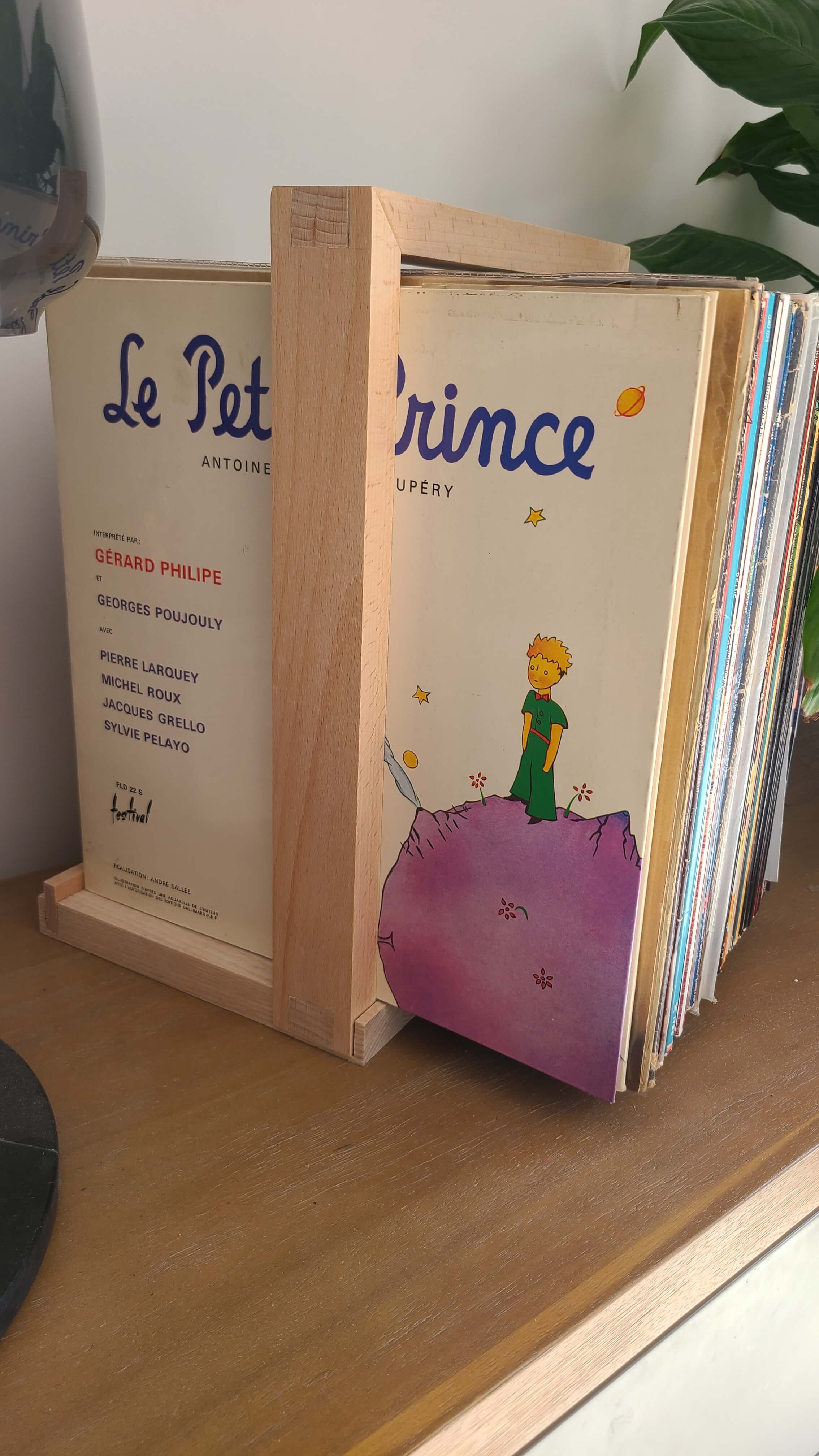 Support pour vinyles en hêtre massif